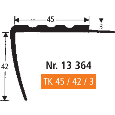 BOLTA Weich-PVC Treppenkante TK 45/42/3, grau (0107), Längen á 250 cm BOLTA Weich-PVC Treppenkante TK 45/42/3, grau (0107), Längen á 250 cm