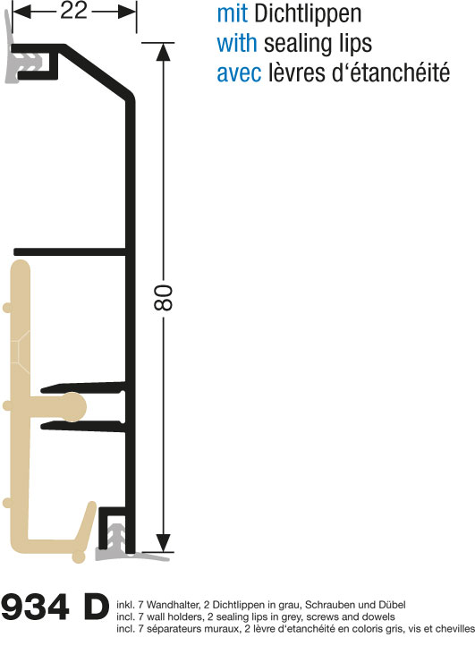 Küberit Alu Sockelleiste Typ 934 D, 250 cm, edelstahloptik (F2G) Küberit Alu Sockelleiste Typ 934 D, 250 cm, edelstahloptik (F2G)