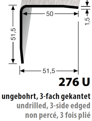 Küberit Eckschutzwinkel 276 U, 50 x 50 mm, 250 cm, edelstahl gebürstet (F8G) Küberit Eckschutzwinkel 276 U, 50 x 50 mm, 250 cm, edelstahl gebürstet (F8G)