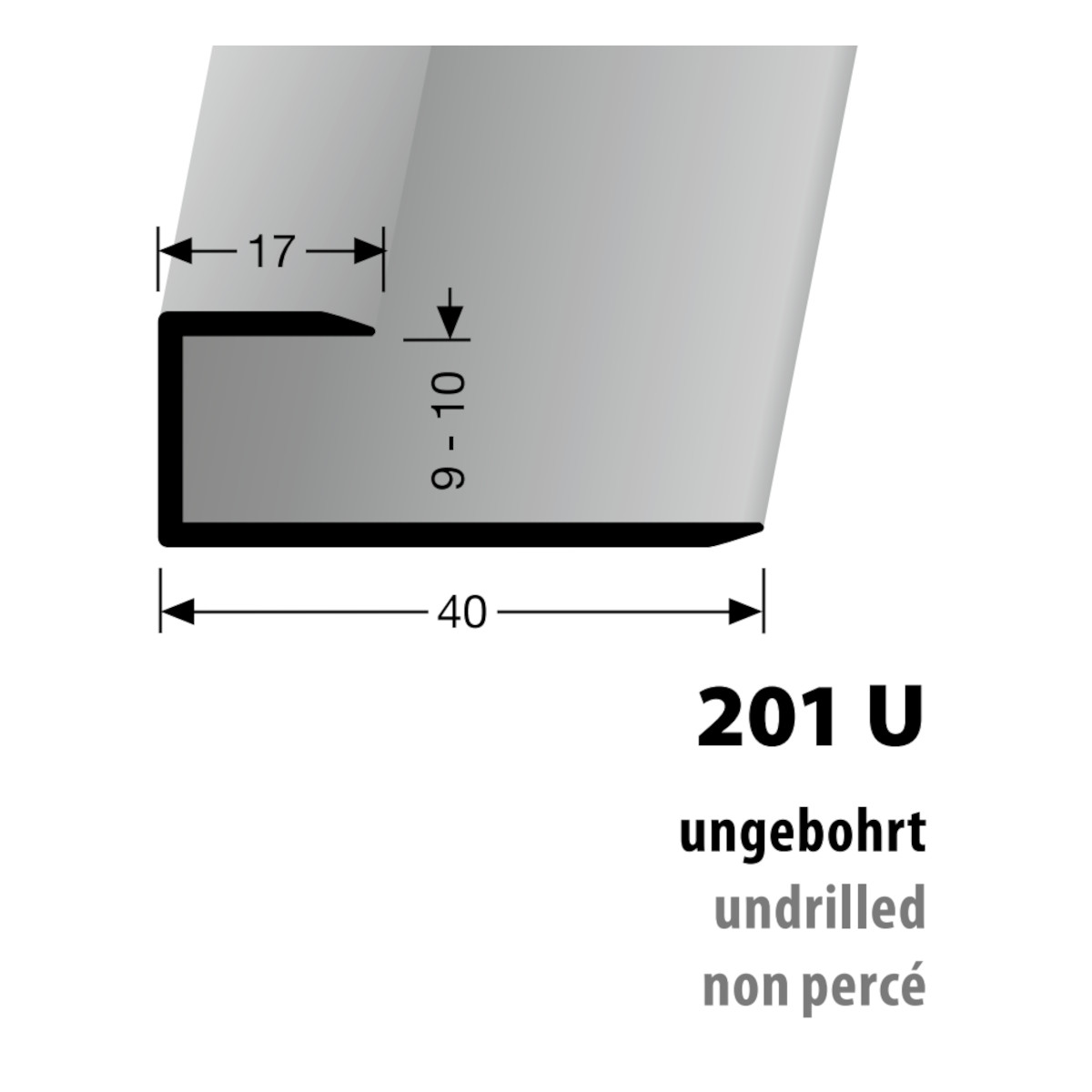 Küberit Abschluss und Einfassprofil Typ 201 U, 90 cm, bronze (F6)