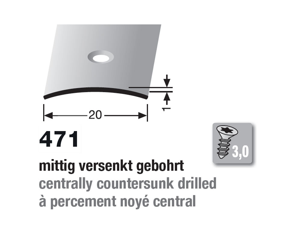 Küberit Übergangsprofil 20 mm, Typ 471, 500 cm, edelstahl poliert (F8) Küberit Übergangsprofil 20 mm, Typ 471, 500 cm, edelstahl poliert (F8)