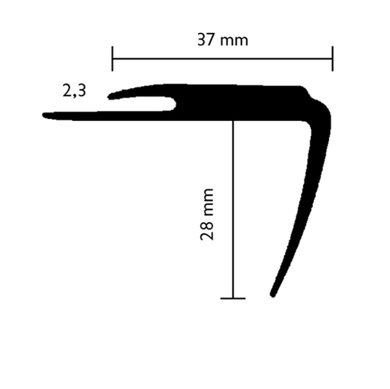 Döllken PVC Treppenkante TKE 37/28/2,3, 450 cm, schwarz (0110)