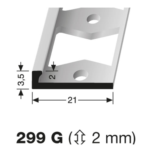 Küberit Fliesenabschlussprofil Typ 299 G, 2 mm, 250 cm, edelstahloptik (F2) Küberit Fliesenabschlussprofil Typ 299 G, 2 mm, 250 cm, edelstahloptik (F2)
