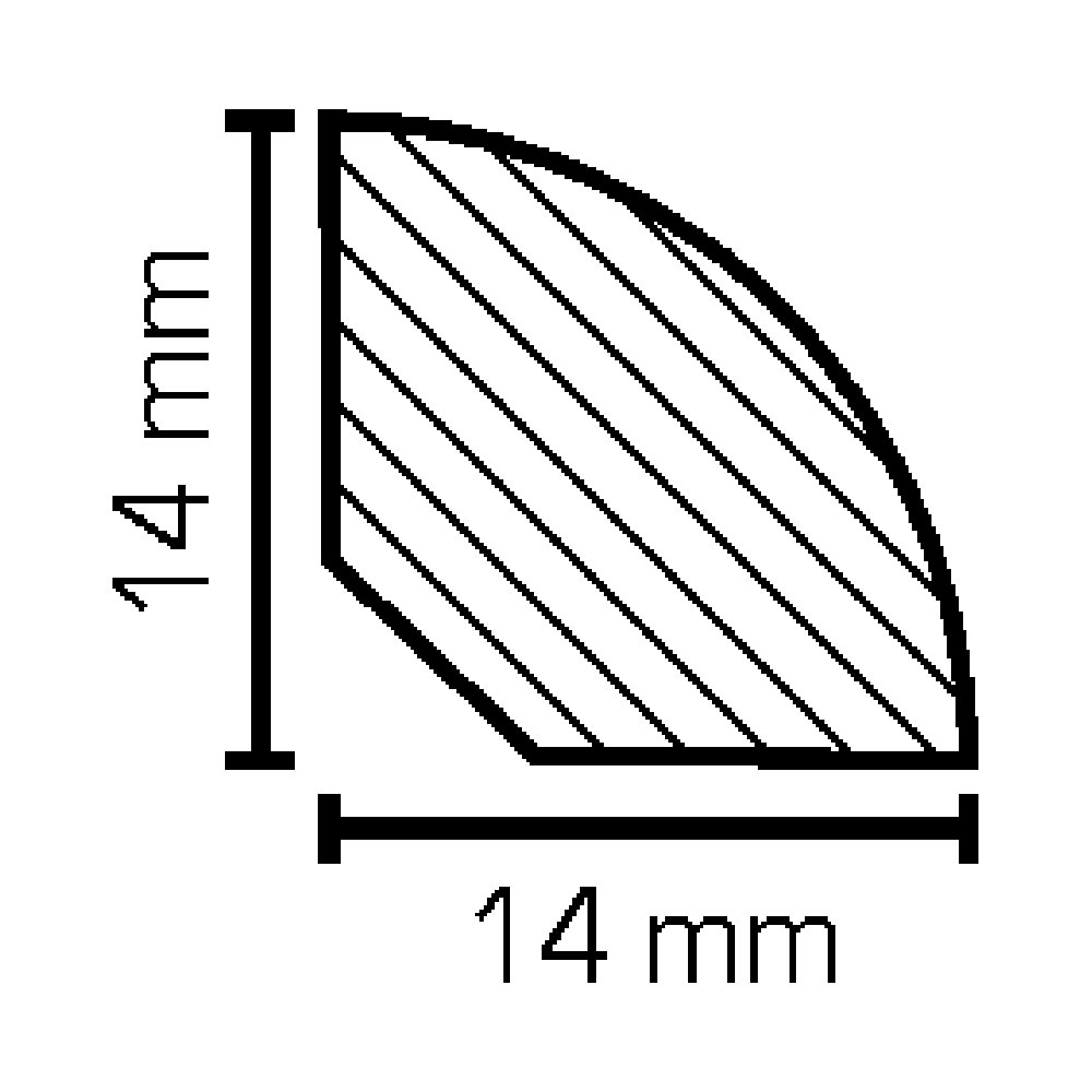 SÜDBROCK Viertelstab Abachi 14 x 14 mm, weiß lackiert, VE = 100 m, 50 Längen á 200 cm