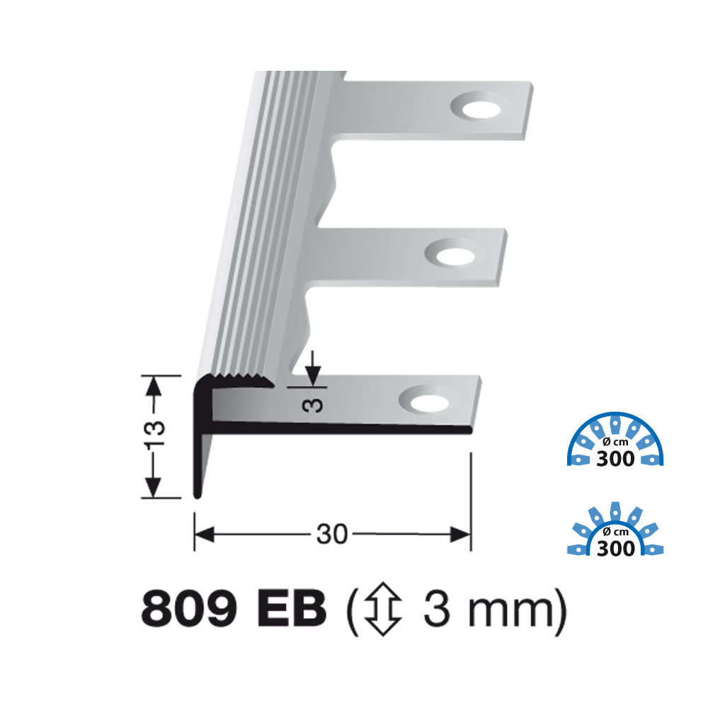 Küberit Alu Treppenkantenprofil Typ 809 EB, 500 cm, silber (F4) Küberit Alu Treppenkantenprofil Typ 809 EB, 500 cm, silber (F4)