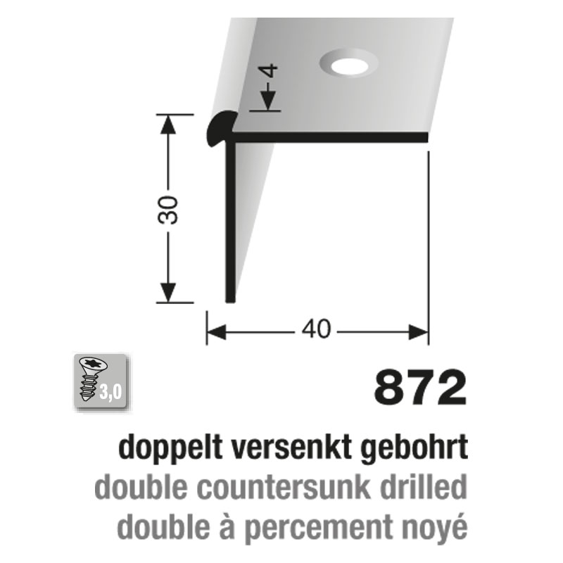 Küberit Treppenkantenprofil Typ 872, 250 cm, edelstahloptik (F2) Küberit Treppenkantenprofil Typ 872, 250 cm, edelstahloptik (F2)