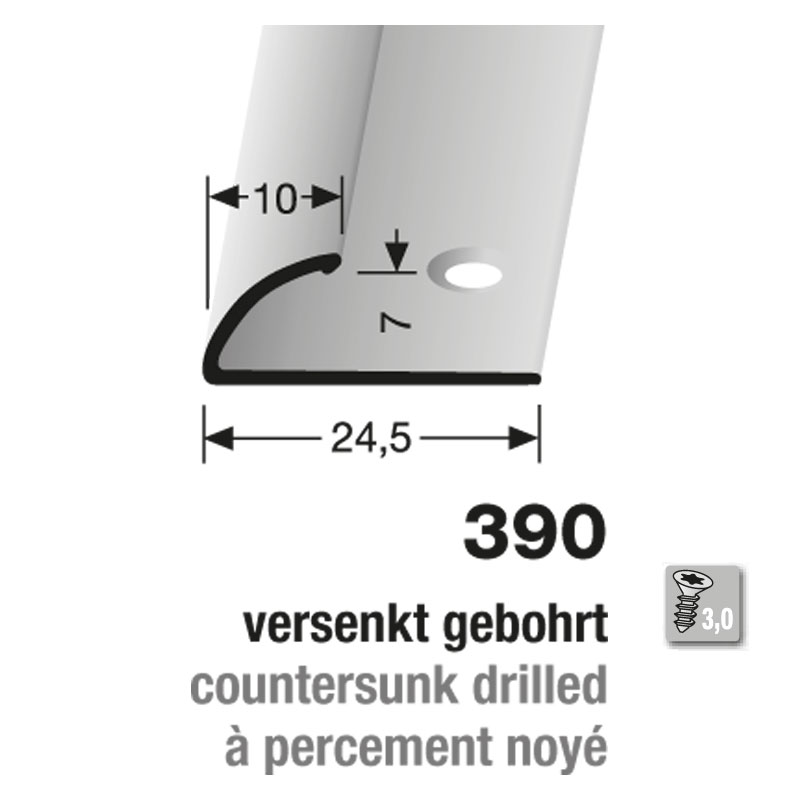 Küberit Alu Abschlussprofil Typ 390, 90 cm, silber (F4) Küberit Alu Abschlussprofil Typ 390, 90 cm, silber (F4)