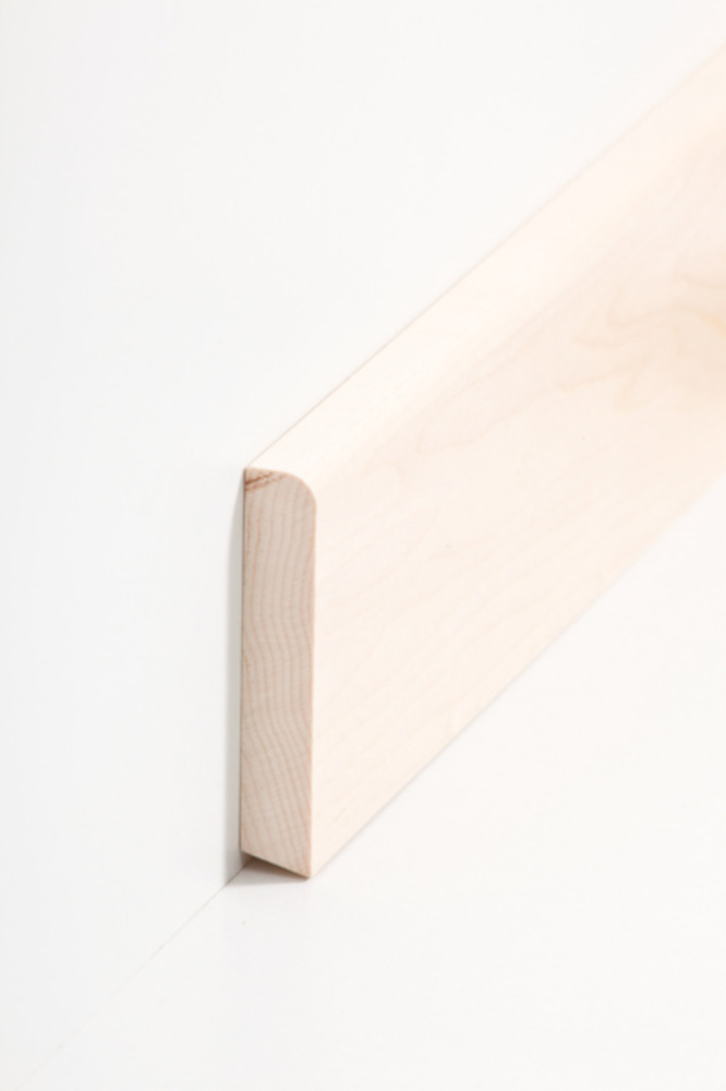 SÜDBROCK Holz Sockelleiste Ahorn 13 x 70 mm, abgerundet, natur lackiert, fallende Längen