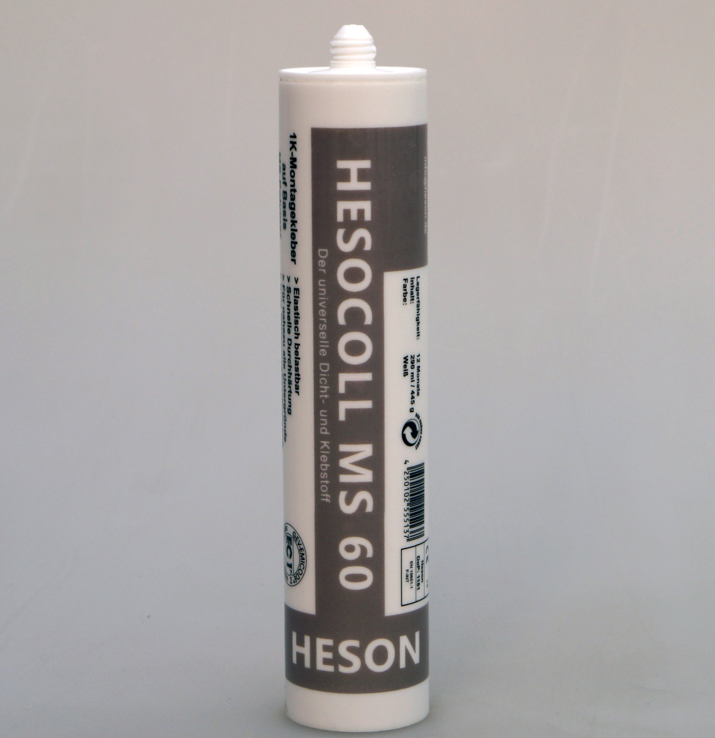 HesoColl MS60 1K-Montagekleber auf Basis MS Polymer 290 ml., weiß HesoColl MS60 1K-Montagekleber auf Basis MS Polymer 290 ml., weiß