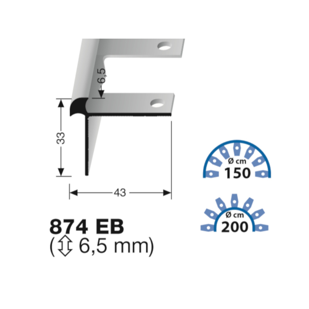 Küberit biegbares Treppenkantenprofil Typ 874 EB, 250 cm, edelstahloptik (F2)