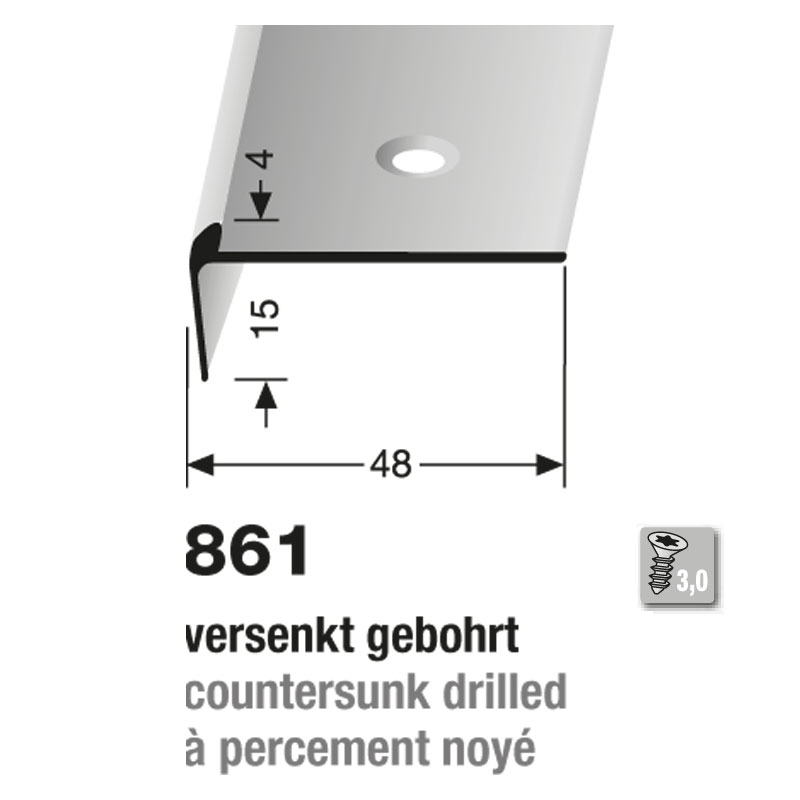 Küberit Alu Treppenkantenprofil Typ 861, 250 cm, silber (F4) Küberit Alu Treppenkantenprofil Typ 861, 250 cm, silber (F4)