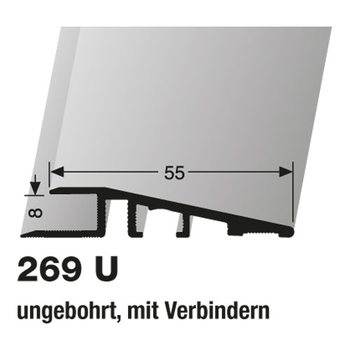 Küberit Rampenprofil ungelocht, Typ 269 U, 300 cm, silber (F4) Küberit Rampenprofil ungelocht, Typ 269 U, 300 cm, silber (F4)