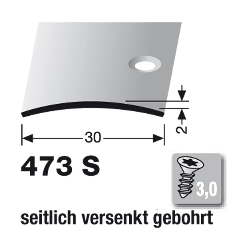 Küberit Übergangsprofil gewölbt Typ 473 S, seitlich gebohrt, 270 cm, edelstahl poliert (F8) Küberit Übergangsprofil gewölbt Typ 473 S, seitlich gebohrt, 270 cm, edelstahl poliert (F8)