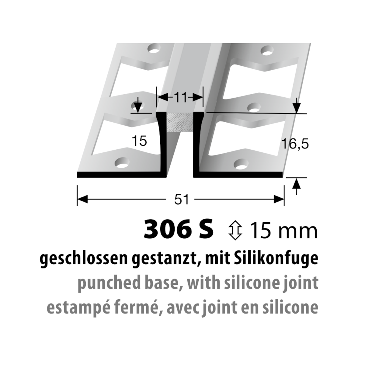 Küberit Alu Dehnungsprofil 15 mm, Typ 306 S Küberit Alu Dehnungsprofil 15 mm, Typ 306 S