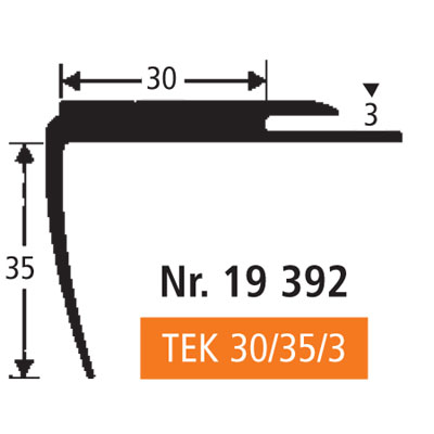 BOLTA Weich-PVC Treppenkante TK 30/35/3, grau (0107), Längen á 250 cm