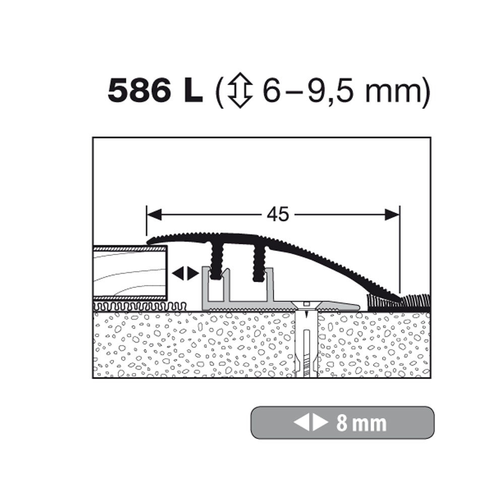 Küberit Anpassungsprofil Typ 586 L, 300 cm, silber (F4) Küberit Anpassungsprofil Typ 586 L, 300 cm, silber (F4)