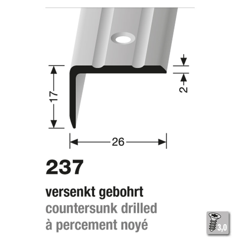 Küberit Abschlussprofil Typ 237 500 cm, Reinmesssing (F7)