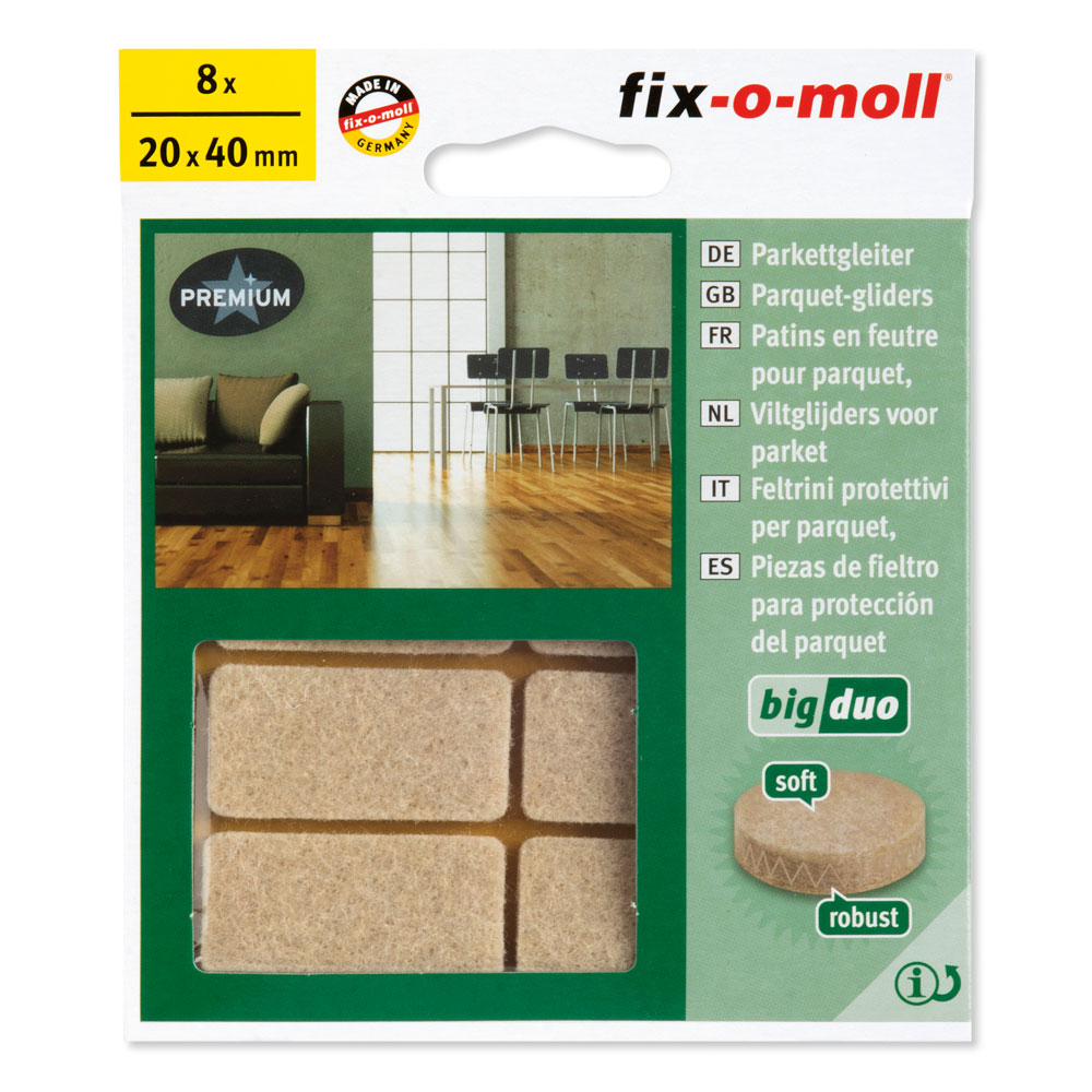 fix-o-moll Big-Duo Parkett-Gleiter SK natur.20x40mm.H 4.5 .8 St/Krt fix-o-moll Big-Duo Parkett-Gleiter SK natur.20x40mm.H 4.5 .8 St/Krt