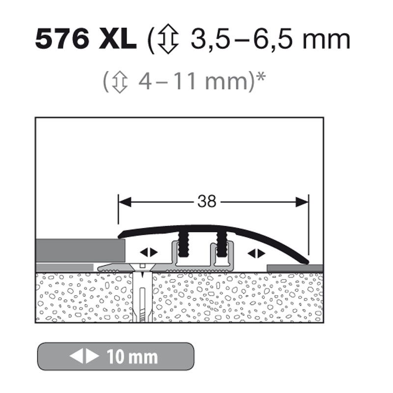 Küberit Anpassungsprofil Design-Clip Typ 576 XL, 3,5 - 6,5 mm, 100 cm, silber (F4) Küberit Anpassungsprofil Design-Clip Typ 576 XL, 3,5 - 6,5 mm, 100 cm, silber (F4)