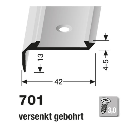 KÜBERIT Alu Kombi-Treppenkante 13X42 250cm poliert (F3)