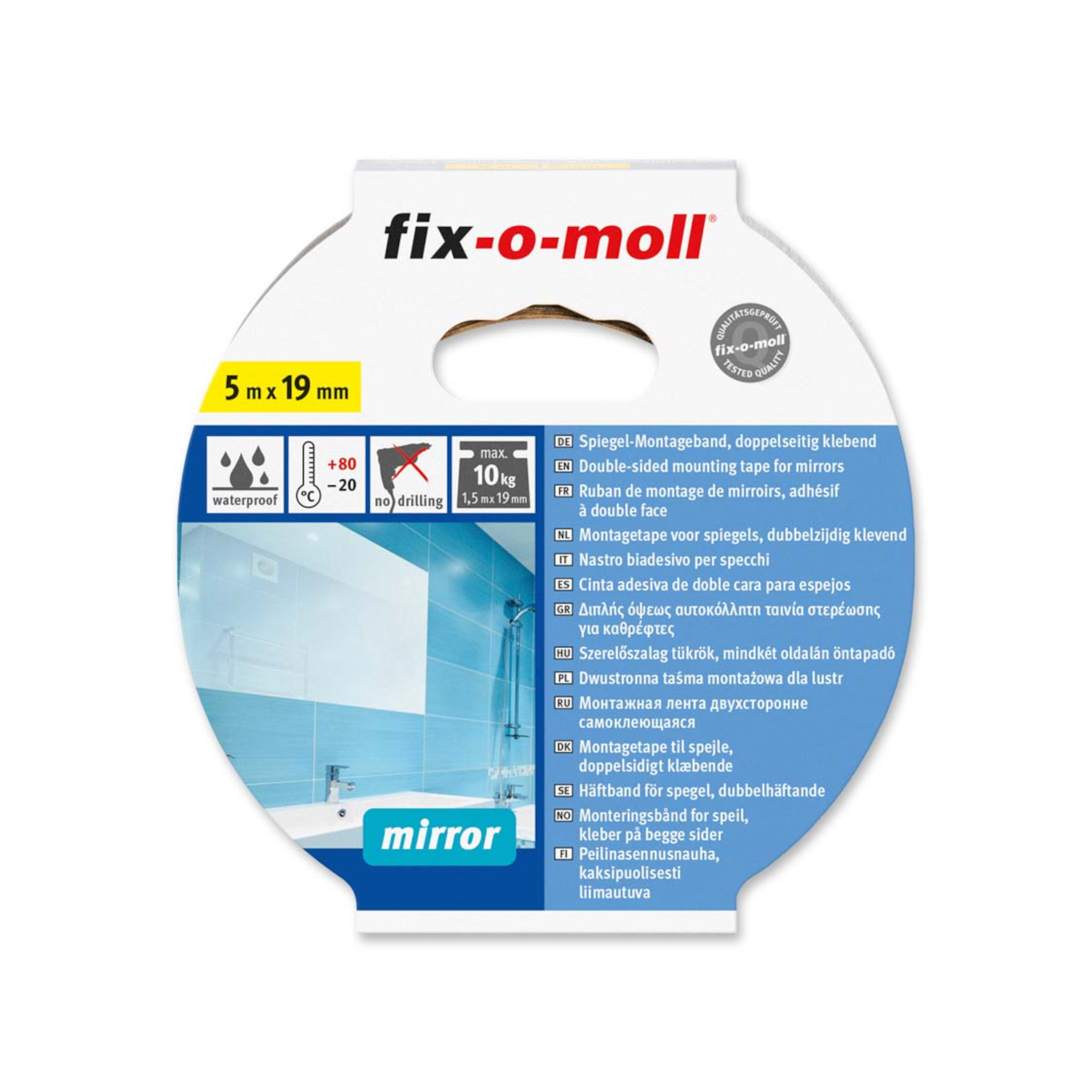 fix-o-moll Spiegel-Montageband 5 m : 19 mm