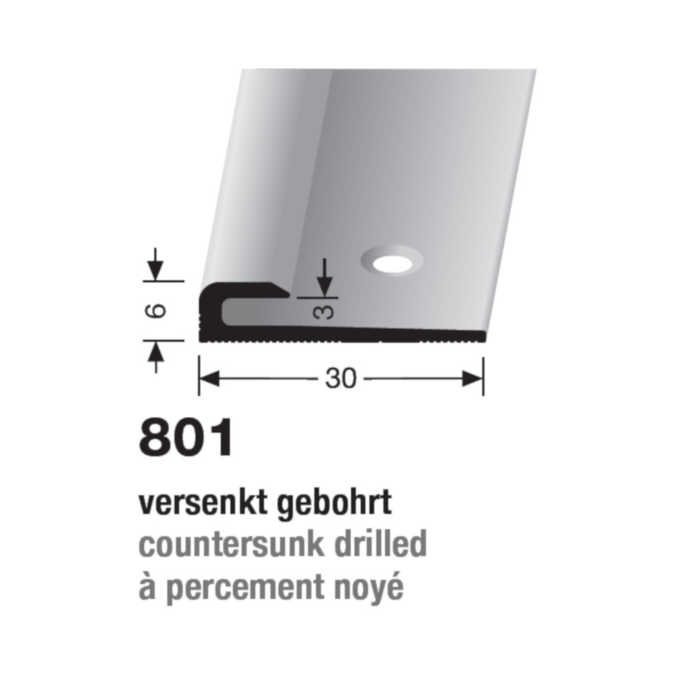 Küberit Einschubprofil Typ 801, 3 mm, 250 cm, edelstahloptik f.g. (F2G) Küberit Einschubprofil Typ 801, 3 mm, 250 cm, edelstahloptik f.g. (F2G)