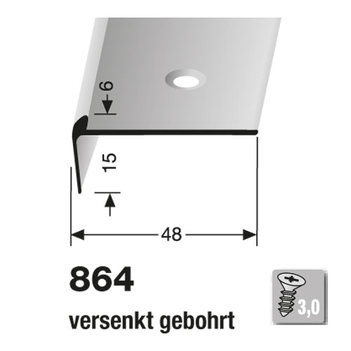 Küberit Alu Treppenkantenprofil Typ 864, 250 cm, bronze (F6)