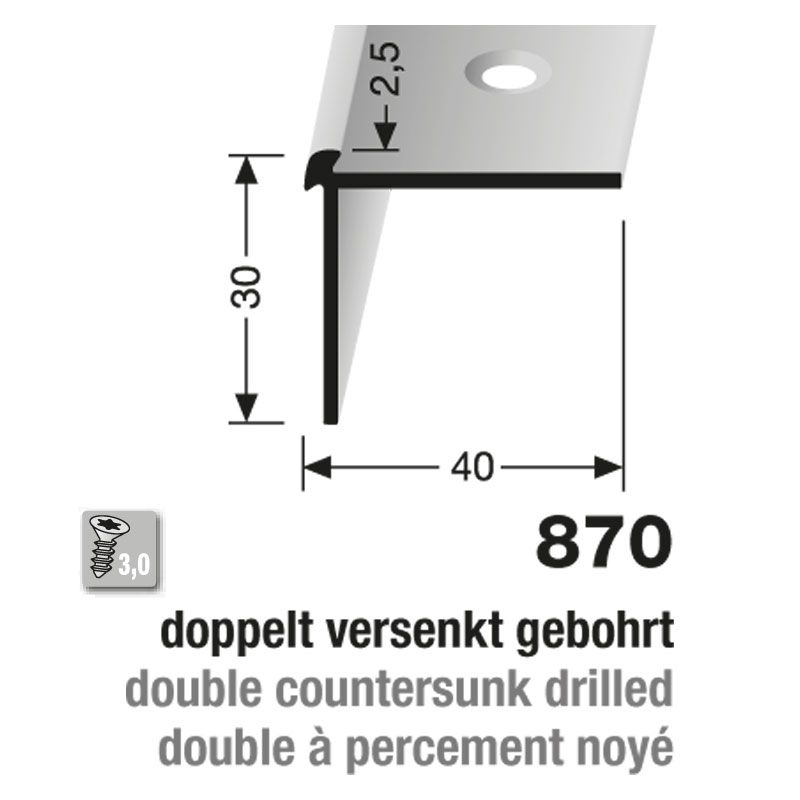 Küberit Alu Treppenkantenprofil Typ 870, 500 cm, sand (F9)