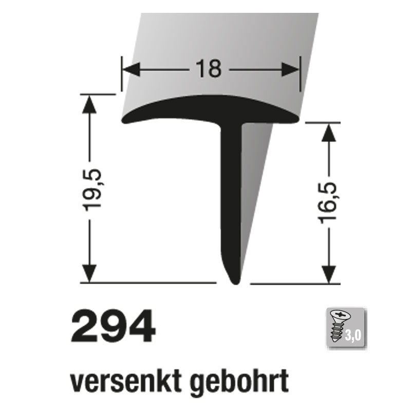 Küberit T-Profil Typ 294 500cm, edelstahl (F2)