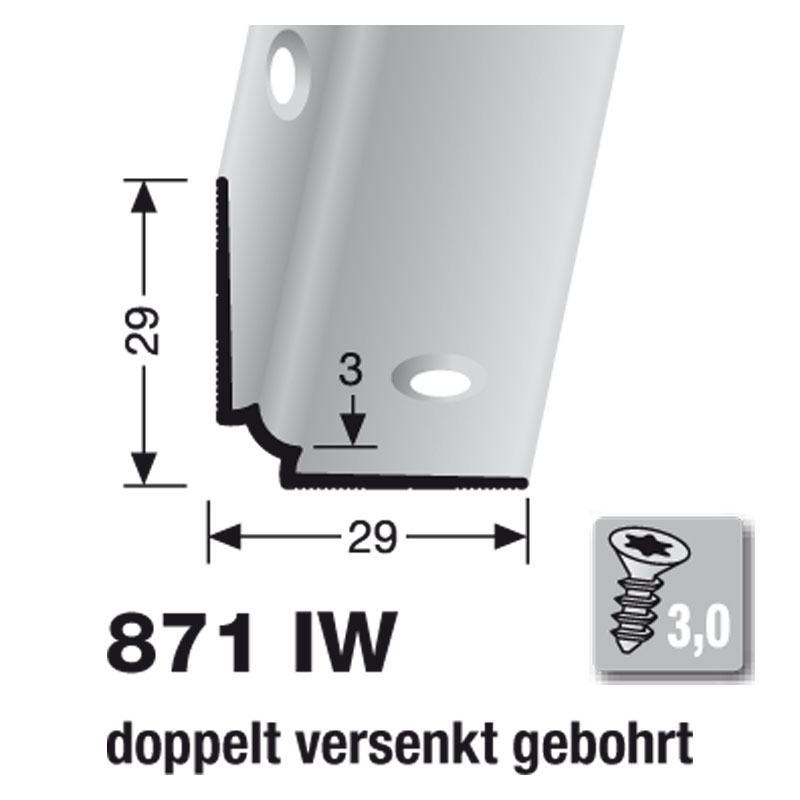 Küberit Treppeninnenwinkel Typ 871 IW, 250 cm, silber (F4)