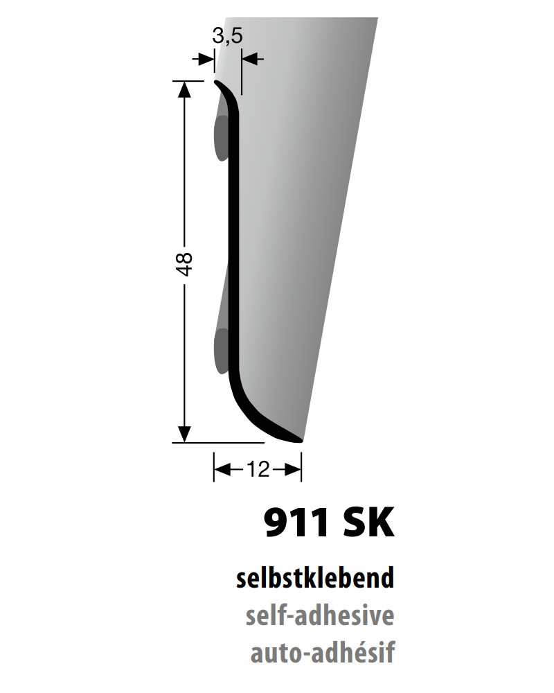 Küberit Alu Sockelleiste Typ 911 SK, 250 cm, silber (F4) Küberit Alu Sockelleiste Typ 911 SK, 250 cm, silber (F4)