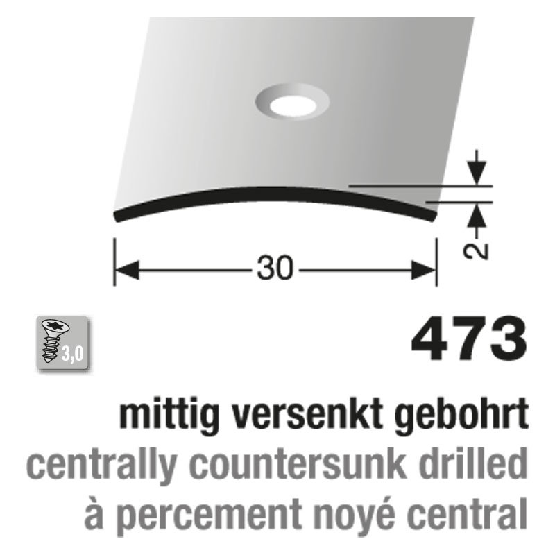 Küberit Übergangsprofil Typ 473, 90cm, Edelstahl (F8)