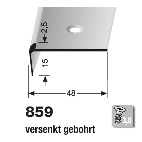 Küberit Alu Treppenkantenprofil Typ 859, 100 cm, silber (F4) Küberit Alu Treppenkantenprofil Typ 859, 100 cm, silber (F4)