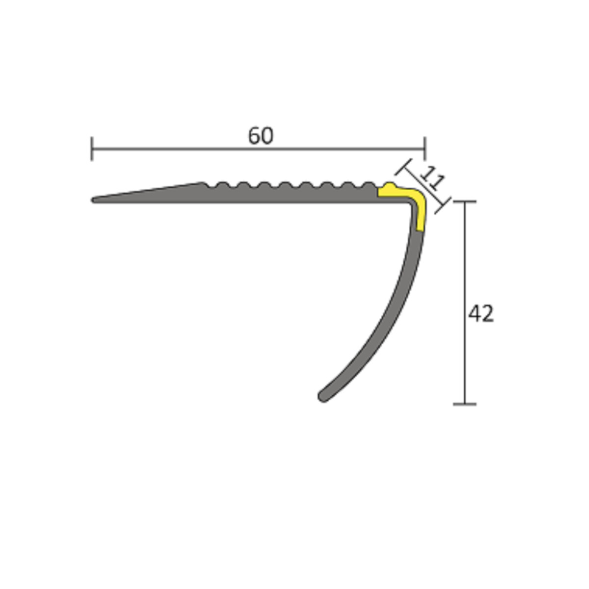 BOLTA WEICH-PVC Treppenkante TK 60/42-NL, nachleuchtend, Längen á 250 cm BOLTA WEICH-PVC Treppenkante TK 60/42-NL, nachleuchtend, Längen á 250 cm