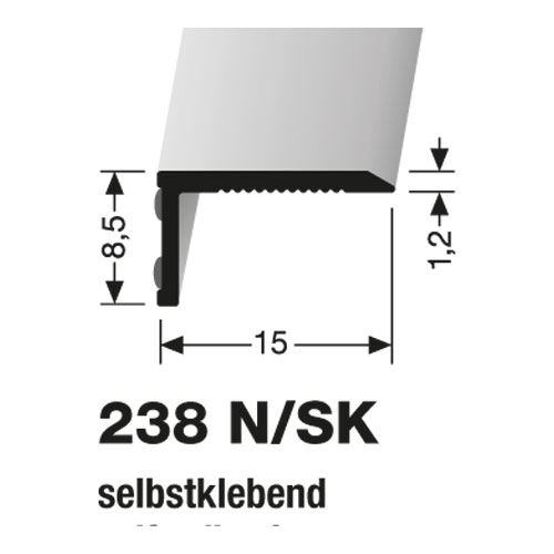 Küberit Winkelprofil Typ 238 N/SK, 8,5 x 15 mm, 270 cm, edelstahloptik f.g. (F2G)