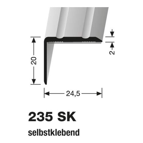 Küberit Alu Winkel 24,5 x 20 mm Typ 235 SK, 500 cm, weiß (RAL9016)
