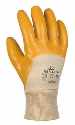 Nitril-Handschuhe. gelb. Strickbund. Gr.10(EL)