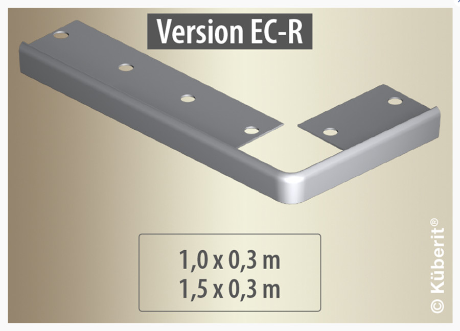 Küberit Treppenkantenprofil 860 EC-R mit runder Ecke rechts, 150 x 30 cm, silber (F4)