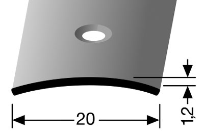 Küberit Übergangsprofil 20 mm, Typ 450, 270 cm, Reinmessing poliert