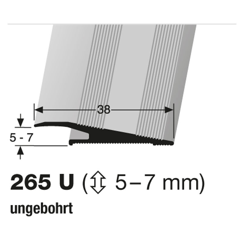 Küberit Alu Rampenprofil Typ 265 U, 270 cm, edelstahloptik (F2)
