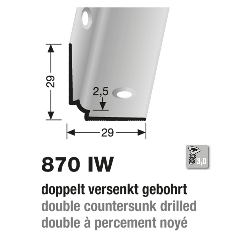 Küberit Alu Treppeninnenwinkel Typ 870 IW, 250 cm, edelstahloptik (F2) Küberit Alu Treppeninnenwinkel Typ 870 IW, 250 cm, edelstahloptik (F2)
