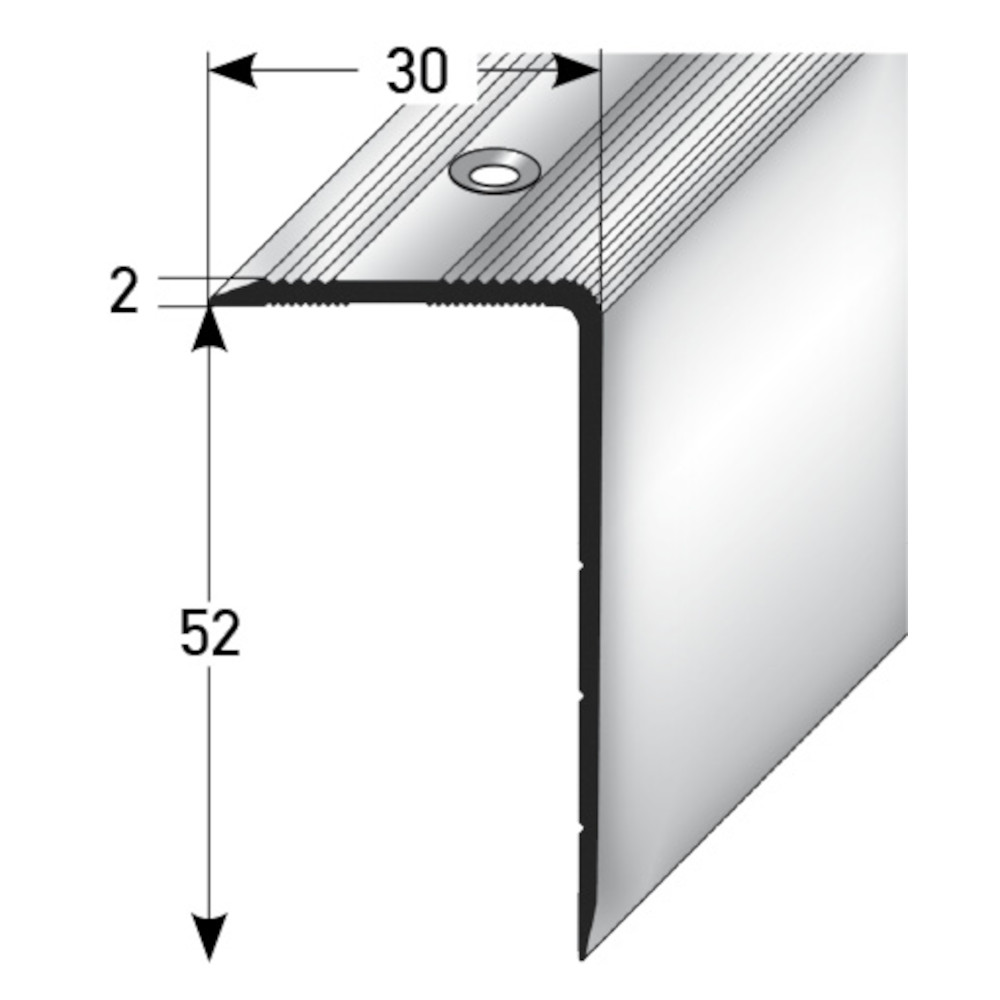AUER Alu Treppenkantenprofil Typ 345, 52 x 30 x 2 mm, 100 cm, silber