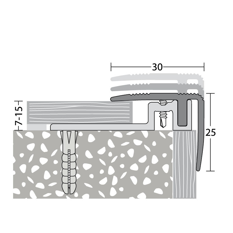 PRINZ PS400 Alu Treppenkantenprofil Nr. 420, 30 x 25 mm, 100 cm, edelstahloptik poliert