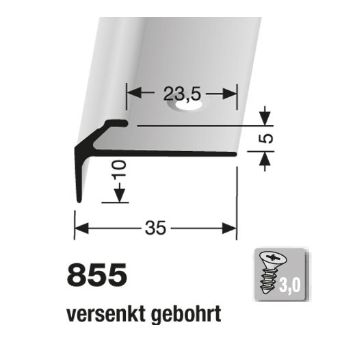 Küberit Treppenkantenprofil Typ 855, 500 cm, Reinmessing (F7)