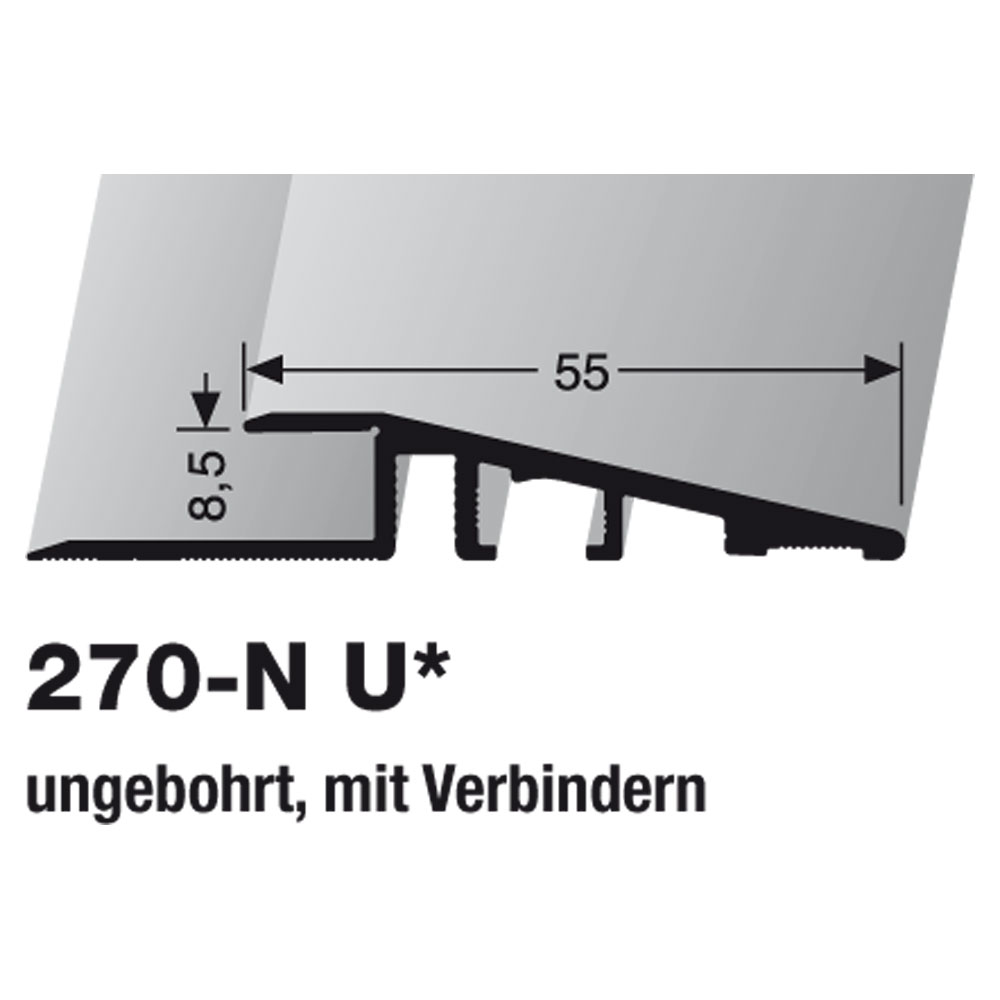 Küberit Rampenprofil ungelocht, Typ 270-N U, 315 cm, silber (F4) Küberit Rampenprofil ungelocht, Typ 270-N U, 315 cm, silber (F4)