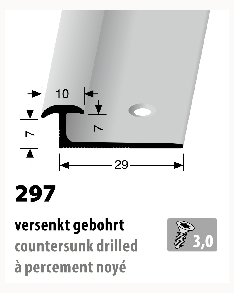 Küberit Doppel-Einfassprofil, Typ 297, 270 cm, edelstahloptik f.g. (F2G) Küberit Doppel-Einfassprofil, Typ 297, 270 cm, edelstahloptik f.g. (F2G)
