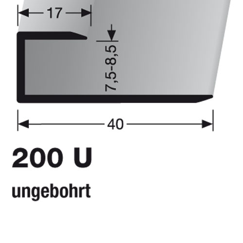 Küberit Alu Einfaßprofil 7,5-8,5 mm Typ 200 U, 270 cm, bronze (F6) Küberit Alu Einfaßprofil 7,5-8,5 mm Typ 200 U, 270 cm, bronze (F6)