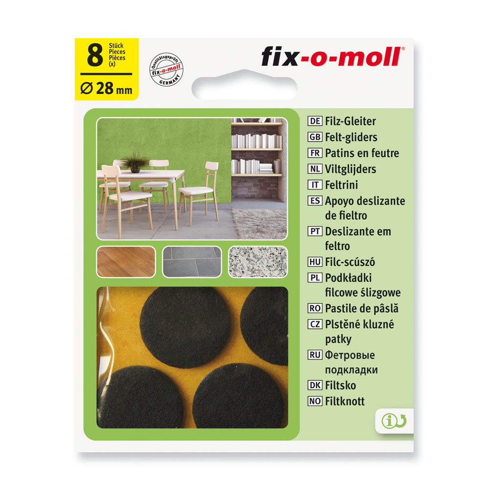 fix-o-moll Filzgleiter braun SK, rund Ø 28 mm, 8 Stück fix-o-moll Filzgleiter braun SK, rund Ø 28 mm, 8 Stück