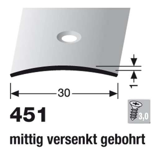 Küberit Übergangsprofil 30 mm Typ 451, 90 cm, edelstahl poliert (F8)
