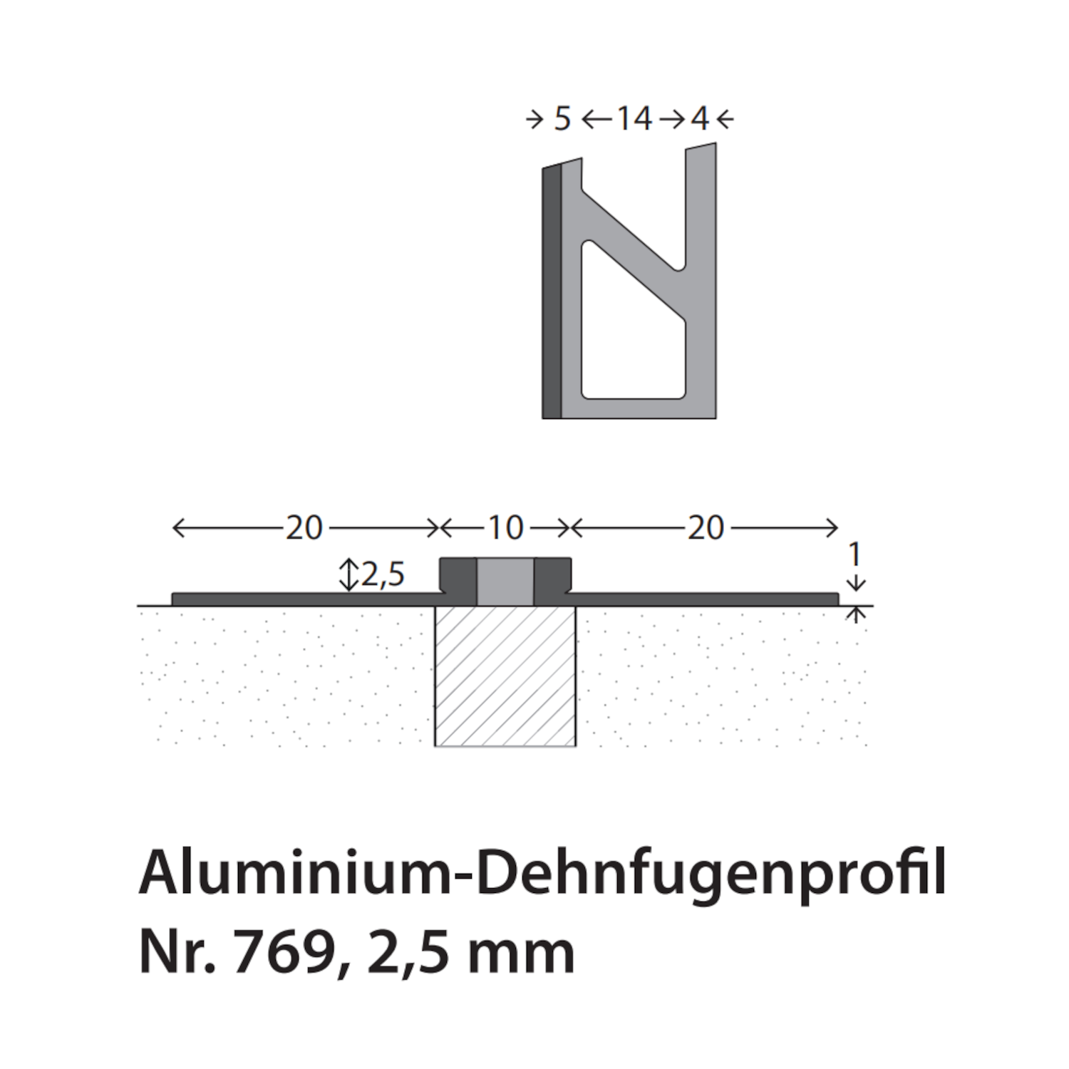 Prinz Alu Dehnfugenprofil Nr. 769 mit Silikonfuge 2,5 mm, grau, 300 cm